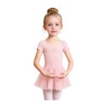 Dmwhsy Girls Ballet Dress Leotard with Skirt Pink