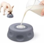 Dog Licking Bowl with Ball, Slow Feeder Dog Bowl for Liquid Treats, Anti-Slip Suction Cup Lick Bowl for Bone Broth & Yogurt, Dog Enrichment Lick Toy for Anxiety Relief, Grey