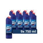 Domestos Original Thick Bleach disinfectant that eliminates 99.99% of bacteria and viruses unstoppable strength 9x 750 ml