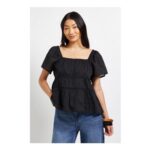 Dorothy Perkins Petite Lace Insert Angel Sleeve Top