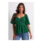 Dorothy Perkins Petite Sweetheart Tie Back Puff Sleeve Top