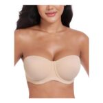 DotVol Womens Strapless Multiway Full-Coverage Plus-Size Bra(Beige,40DD)