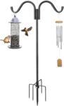 Double Shepherds Hook, Adjustable Bird Feeder Pole, 5-Prong Base, 195 cm