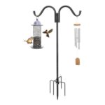 Double Shepherds Hook Adjustable Bird Feeder Pole with 5-Prong Base