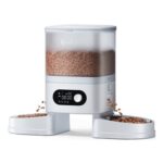 DownyPaws Automatic Cat Feeder for 2 Cats, Cordless Timer, White