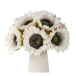 DuHouse 12-Pack Artificial Sunflowers with Long White Stems