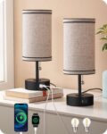 EDISHINE Small Bedside Table lamp for Bedroom USB-A & C Ports, 2 Pack – Black – Sold by DewenwilsDirect FBA