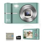 EJXHKNF 1080P Pocket Camera, 50MP, 2.4in Screen, 16X Zoom (Green)