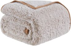 EMME Fleece Throw Blanket for Sofa 230×230 Khaki Warm