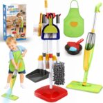 EUCOCO Kids Cleaning Set, Kids Spray Mop Toy for Toddlers Age 3 Toys for 2 3 4 5 6 Year Old Girls Boys Gifts Montessori Pretend Play Cleaning and Learning Toys Gift for Kids Broom Sweeping Brush