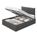 EXCLUSIVEVasagle 135 x 190 cm Double Ottoman Bed (Slate Grey / Cappuccino Beige) W/Code