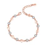 EXGOX 925 Sterling Silver Heart Bracelet with Crystals, 6.5 Inches