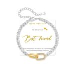 EXGOX S925 Sterling Silver Beaded Interlocking Ring Bracelet, Adjustable