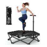 East Mount 42 Foldable Mini Trampoline with Adjustable Handle