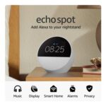 Echo Spot Latest Gen Smart Alarm Clock, Glacier White, Alexa