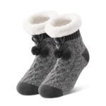 EconioSocken Fluffy Slipper Socks for Women, Warm Non-Slip, 4-9