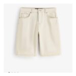 Ecru White Pure Cotton Denim Bermuda Jeans