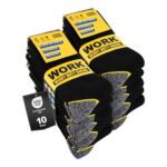 Effeet Mens Work Socks, Heavy-Duty Cushioned Crew, 10 Pairs