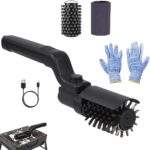Electric Grill Brush – Cordless Rechargeable BBQ Cleaning Brush, Stainless Steel Brush-head, 3-Speed Power, 90-Min Runtime, 180 Adjustable Angle Electric BBQ Grill Cleaner (Black)