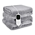 Electric Heated Blanket Luxury Plush Grey Flannel, 160x130cm, Fast Heat-Up, 6 Heat Settings Sold by Haven Essential / FBA