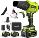 Electric Leaf Blower Cordless, 900,000 RPM High Speed with 2 Batteries & Charger, Lightweight Garden Air Blower for Lawn, Patio, Deck, Driveway, Car Cleaning, Snow Dust Removal, Green