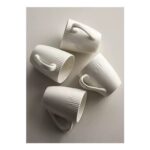 Embossed Linear White Mugs X 4
