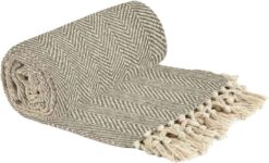 Emma Barclay Herringbone – Recycled Cotton Patterned Chair Sofa Setee Bed Throw Over Blanket (127 x 152cm)