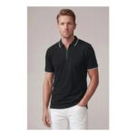Enorsia Mens Regular Fit Tipped Quarter Zip Polo Shirt Enorsia