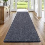 Enyhom 80 x 150 cm Runner Rug for Entryway, Non Slip Backing Hall Carpet Runner Washable Wide Floor Runner for Living Room Bedroom Laundry Room Kitchen Room, Blue&Grey
