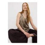 Et Vous Beige Snake Print Satin Vest Top