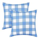 Eternal Beauty Outdoor Cushion Covers, 2 Pack, 18×18 Blue Check