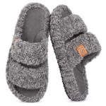 EverFoams Womens Fuzzy Open-toe Slippers Memory Foam