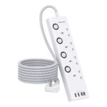 Extension Lead with USB Slots(2 USB C), 4 Way Plug Extension Socket, 1.8M