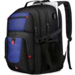 Extra Large 52L Travel Backpack, 17.3 TSA-Approved Rucksack With USB Port Blue/Red/Grey – Sold By ZM-GKISS/FBA