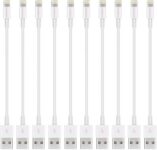 FEEL2NICE Lightning Cable Pack 7-Inch USB Portable Fast Charger for iPhone/iPad/iPod (White, 10 Pack)