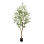 FEELEAD 6ft Faux Olive Tree with Textured Trunk and Leaves