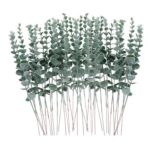 FEQO 36 Pcs Eucalyptus Stems, 15-Inch Artificial Leaves, Grey-Green