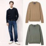 F&F Mens Pure Cotton V Neck Jumper in Navy / Green / Black / Camel (Clubcard Price)