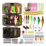 FOLANDO 120Pcs Fishing Lure Kit with Hooks, Spinners, Worms