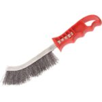 Faithfull FAIWBHANDS Steel Crimped Wire Scratch Brush Red Handle 25cm Long