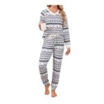 Famulily Womens Pyjamas V-Neck Loungewear Set White XL