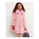 Faux Fur Collar Frill Coat Pink