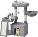 Feandrea Cat Tree, Scratching Ramp, Cave, 90 cm Tall