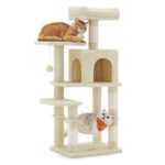 Feandrea Cat Tree Tower, 112 cm Multi-Level Plush Cat Condo