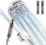 Filtered Shower Head and Hose, 9-Spray Setting High Pressure Shower Head with Filters for Hard Water – Filtered Chlorine (Chrome,2 Filters)