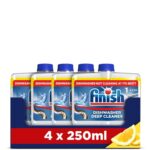Finish Dishwasher Cleaner, Lemon, For a Deep Clean (4 x 250ml) 1L Prolongs the life of your dishwasher, Cleans hard to reach parts,