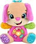 Fisher-Price Baby Learning Toy Laugh & Learn Smart Stages Sis Pink Musical Plush with Smart Stages for Infants Ages 6 Months, Multilanguage Version: Dutch, English, French, German, Italian, JFD31