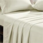 Flat Sheet Cream 100% Egyptian Cotton 300 Thread Count King size Bed Sheets – Breathable and Fade Resistant Hotel Bedding Flat Sheets (250cm x 280cm)