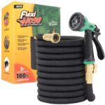 Flexi Hose 100FT Expandable Garden Hose with Solid Brass Fittings, Black – Sold by Britech Inc FBA