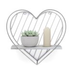 Floating Wall Shelves, Black Pine Shelves with Heart Metal Frame
